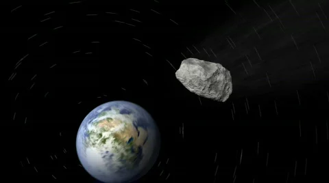 CG Asteroid Approaching Earth 003 (1080p 29.97) Stock Footage 844049