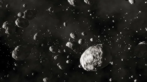 CG Asteroid Field 01 (1080p 25 fps) Stock Footage 1075645