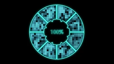 Cg digital pie chart of turquoise color showing one hundred percent loading by Stock Footage 270698334