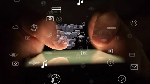 Cg footage about the use of digital technologies in everyday life. Against the Stock Footage 264646302