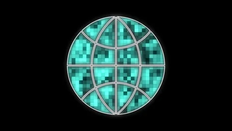 Cg footage digital globe with parallels and meridians broken into squares Stock Footage 264653356