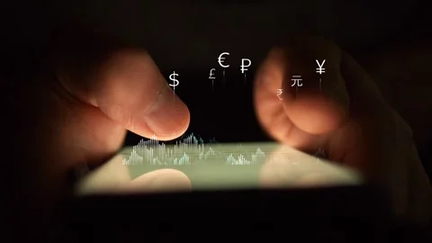 Cg footage digitalization of payment systems and fiat money. A person uses a Stock Footage 264648070