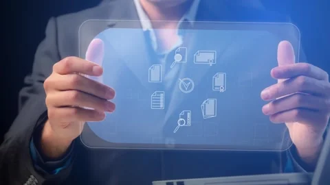Cg footage a financial or development project. The hand holds to the rotating Stock Footage 268568280