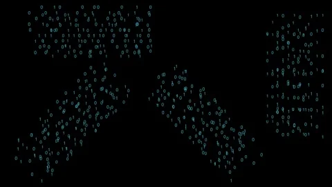 Cg footage of the schematic movement of binary code digits on a black background Stock Footage 268703566