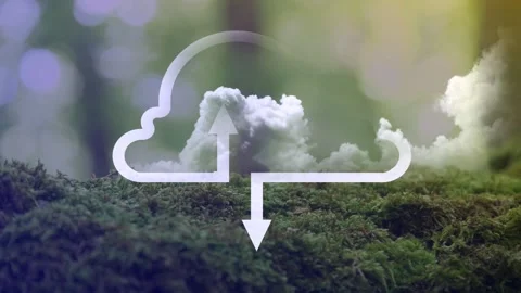 Cg footage with a symbol of a cloud information storage service against a Stock Footage 268572463