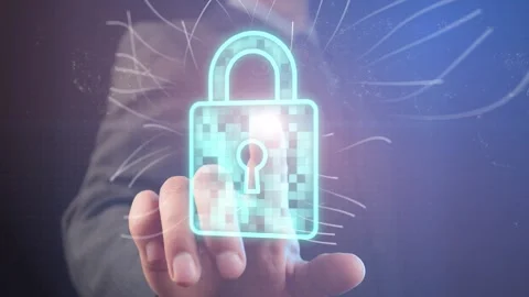 Cg footage on the topic of maximum protection of personal biometric data of a Stock Footage 264642900