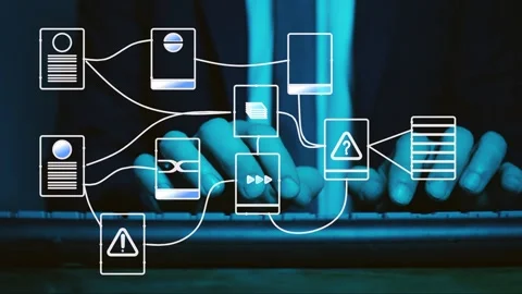 Cg footage. Visualization of symbols of digital transmission and information Stock Footage 276601066