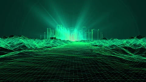 CG future road earth planet loop animation Stock Footage 147598060