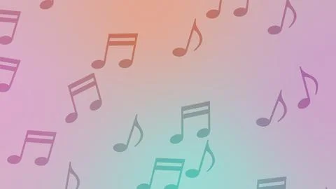 CG image of pastel-colored background including music note object Stock Illustration