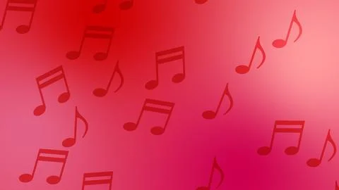 CG image of red background including music note object イラスト素材