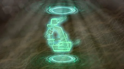 Cg industrial 3D illustration of microscope holo 3d renders Illustrazione stock