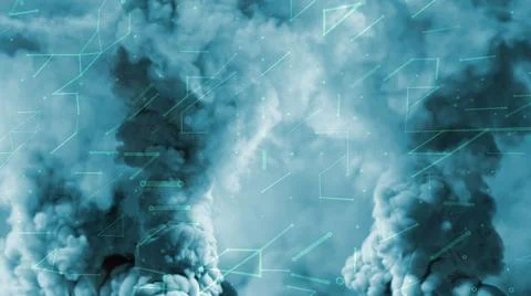 Cg industrial 3D rendering, dense contrast pollution background Stock Illustration