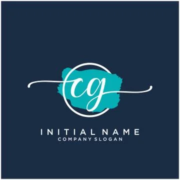 CG Initial handwriting logo design with brush circle Stock Illustration