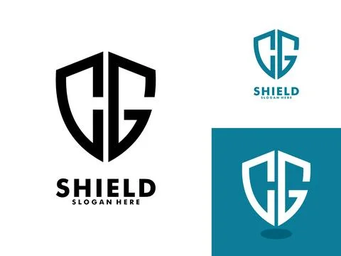 CG logo for shield flat logo template. Shielding vector logo Stock Illustration