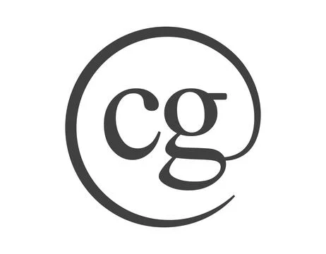 CG logo from two letter with circle shape email sign style. C and G round l.. Stock Illustration