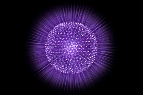 CG model structure form of Nucleus Atom Nuclear explode bomb emit x-ray rad.. Stock Illustration