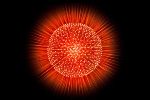 CG model structure form of Nucleus Atom Nuclear explode bomb emit x-ray rad.. Stock Photos