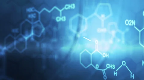 CG molecular motion graphic chemical compound formula Stock Footage