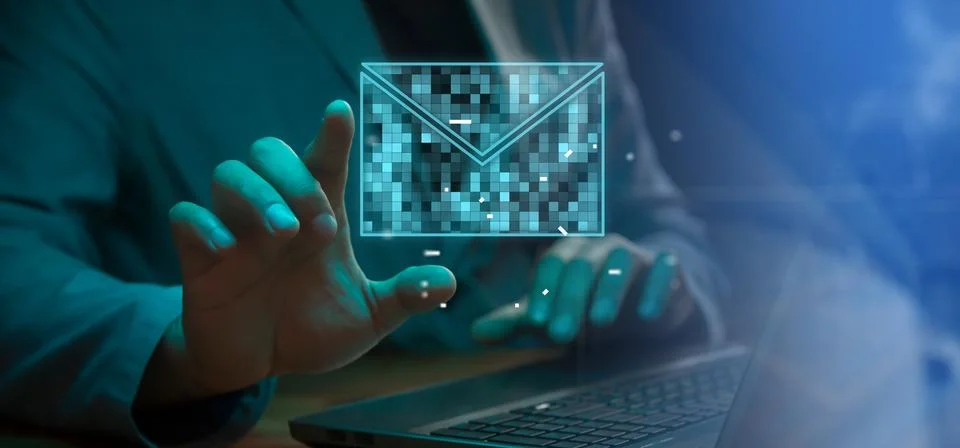 Cg tech collage. Against the background of a silhouette of an employee with a Stock Photos