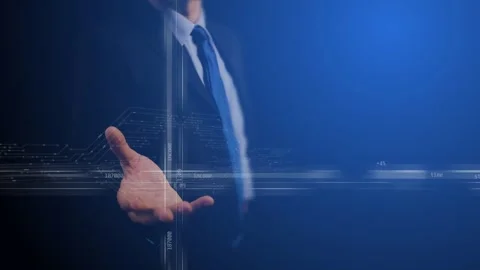Cg technological footage. A coordinate system with numbers and words and Stock Footage 269140770