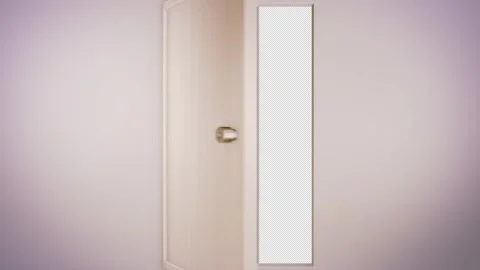 A CG transition where a white door opens to reveal a  background Stock Footage 341547169