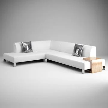 CGAxis White Modern Sofa 13 3D Model