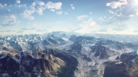 CGI Aerial shot of Alaska through snowy mountains Vidéo 246769081
