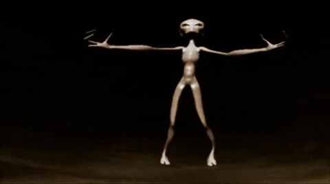 CGI Alien with Outstretched Arms Wobbling and Warping Stock-Footage 65111773