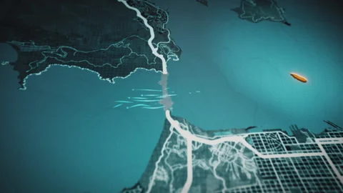 CGI animated view of Alcatraz Island map... | Stock Video | Pond5