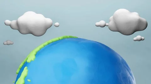 CGI Animation: The Earth is spinning and covered with clouds. 4K Footage Stock Footage 245866420