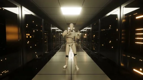 CGI animation of a human robot dancing to a disco. 4K Footage Stock Footage 232801096