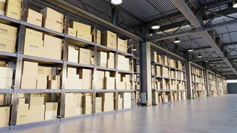 CGI Animation: Logistics warehouse where goods are stored Stock Footage 234938141