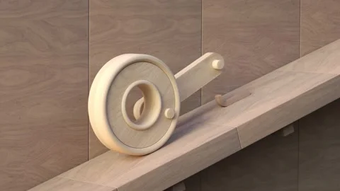 CGI Animation: Perpetual movement white wheel rotates with a hook handle. 4K Foo Stock Footage 234936561