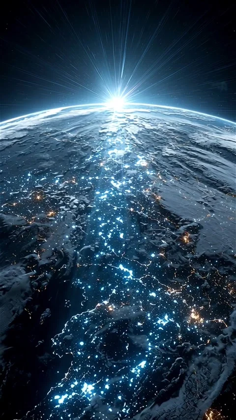 CGI Animation of Planet Earth with Futuristic Global Data Connections Stock Footage 312990018
