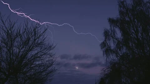 CGI Animation: Purple lightning strikes the earth.4K Footage Stock Footage 245866183