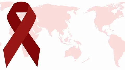 CGI Animation: Red ribbon commemorating "World Aids Day". 4K Footage Stock Footage 245592757