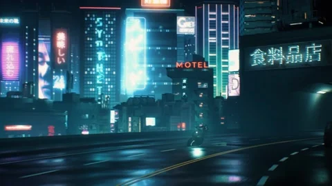 CGI Animation: showcasing a rider in black helmet and jacket Stock Footage 234104048