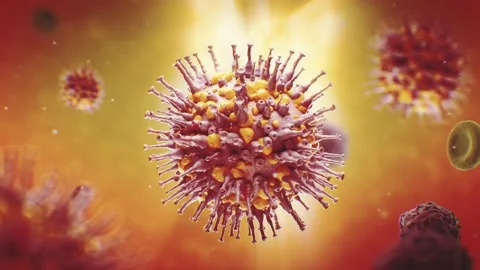 CGI Animation: A thorny red germ virus alive and moving around. 4K Footage Stock Footage 234104100