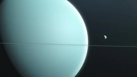 CGI Animation: The Uranus with moons shot from space showing all they beauty. Stock Footage 245866062