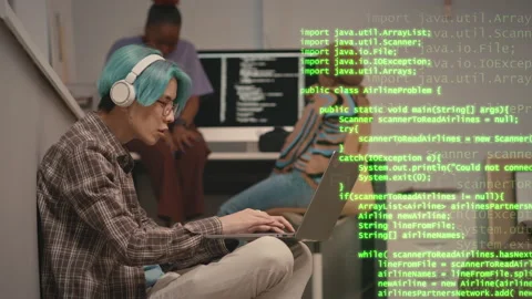 CGI of Asian Programmer Typing Program Code on Laptop Stock-Footage 234864330