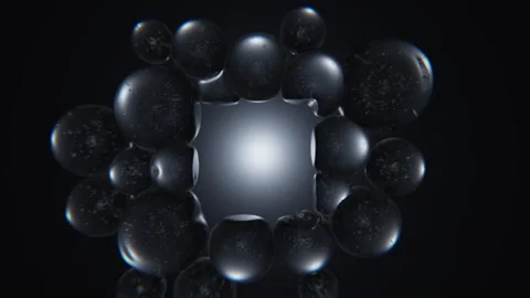CGI bubbles attached to a black square Stock Footage 253627542