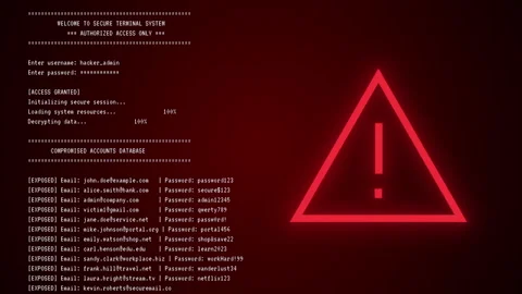 CGI of Computer Screen during Hacking Attack with Database Breach Stock Footage 297942254