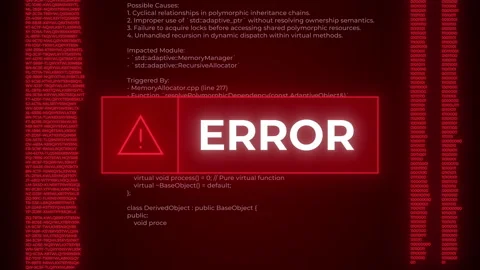 CGI of Critical Software Error Message on Computer Screen in Red Stock Footage 297941026