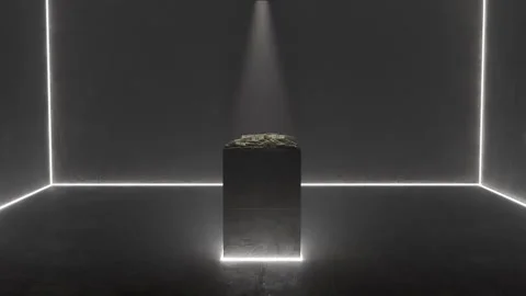 Cgi Dollars on a pedestal under the light Stock Footage 253600893