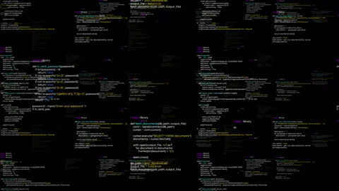 CGI Footage of Snippets of Computer Code Flying through Black 3D Space Stock Footage 285773618
