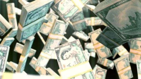 CGI graphics with falling canadian dollar bills Stock Illustration
