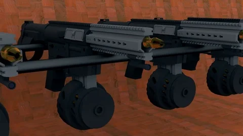 CGI guns on a rack ar15 weapons Stock Footage 85421358