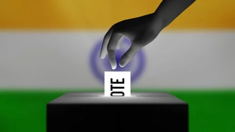 CGI hand casting vote in a ballot box. Three glow options. 3d render. Stock Footage 273994254