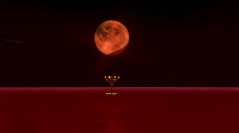 CGI Holy Grail Below Red Moon Stock-Footage 65206070