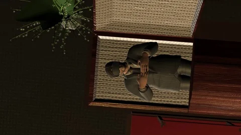 CGI | Man in a Casket with a VR Headset Video stock 110919476